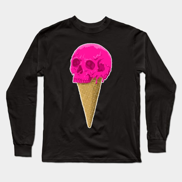 Skull Ice Cream Long Sleeve T-Shirt by DukeCoffeeArt